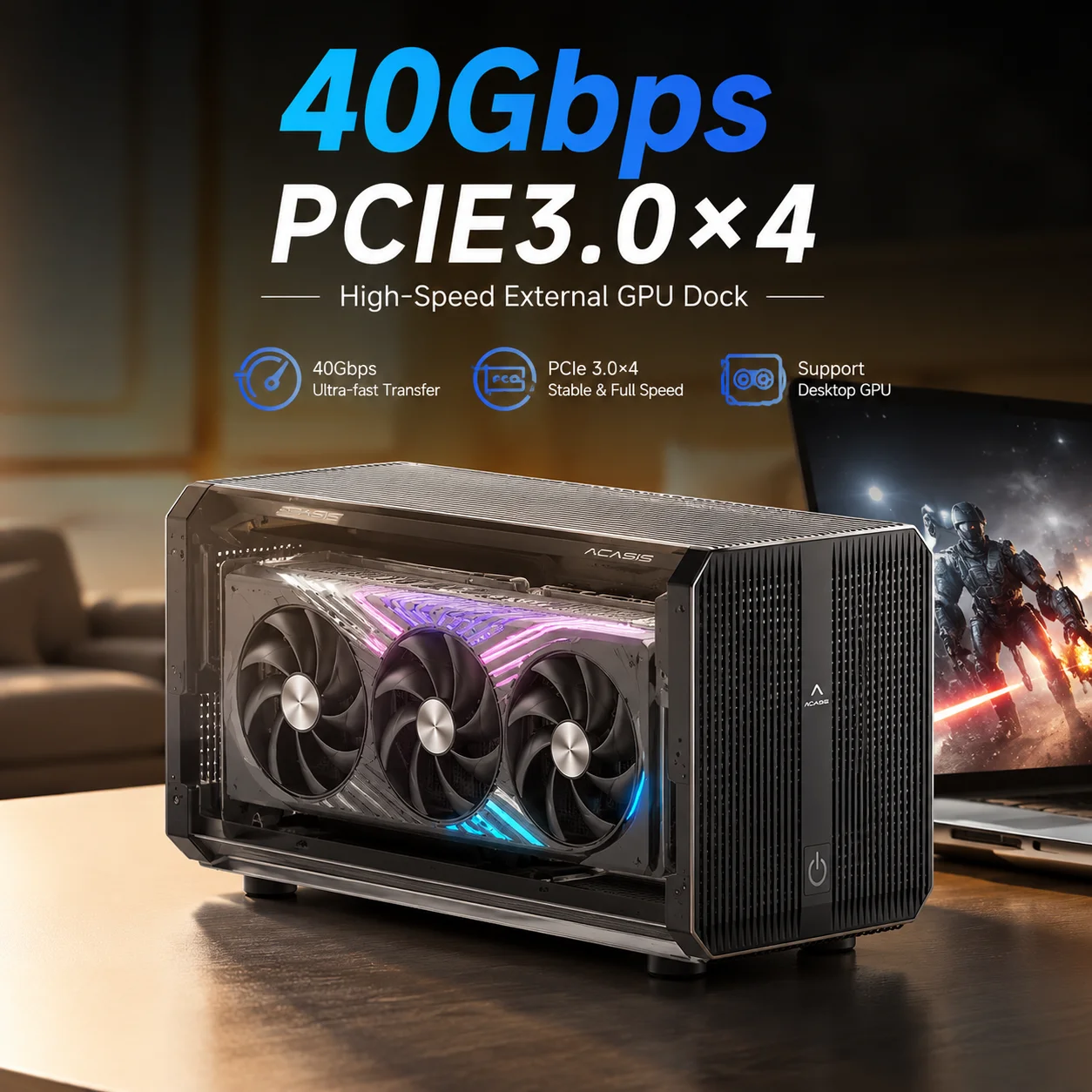 Thunderbolt 4 External Gpu Enclosure - علبة Acasis eGPU بسرعة 40 جيجابت